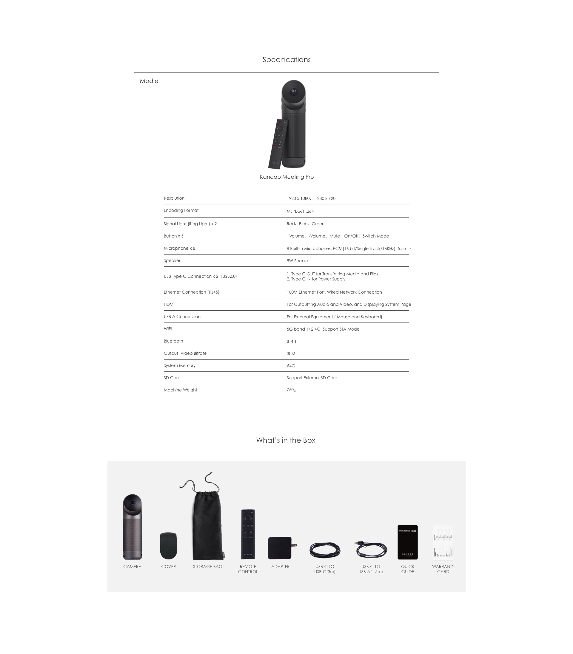 kandao meeting pro specifications