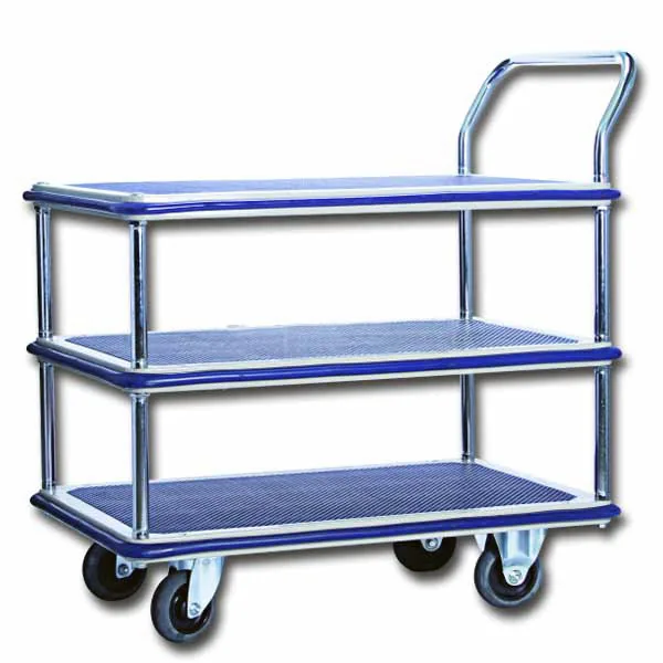 Mystar M03-MS115 triple decker metal platform trolley with three decks and a single handle