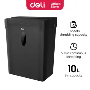 Deli ET022 10-Sheet Cross-Cut Paper Shredder, 12L