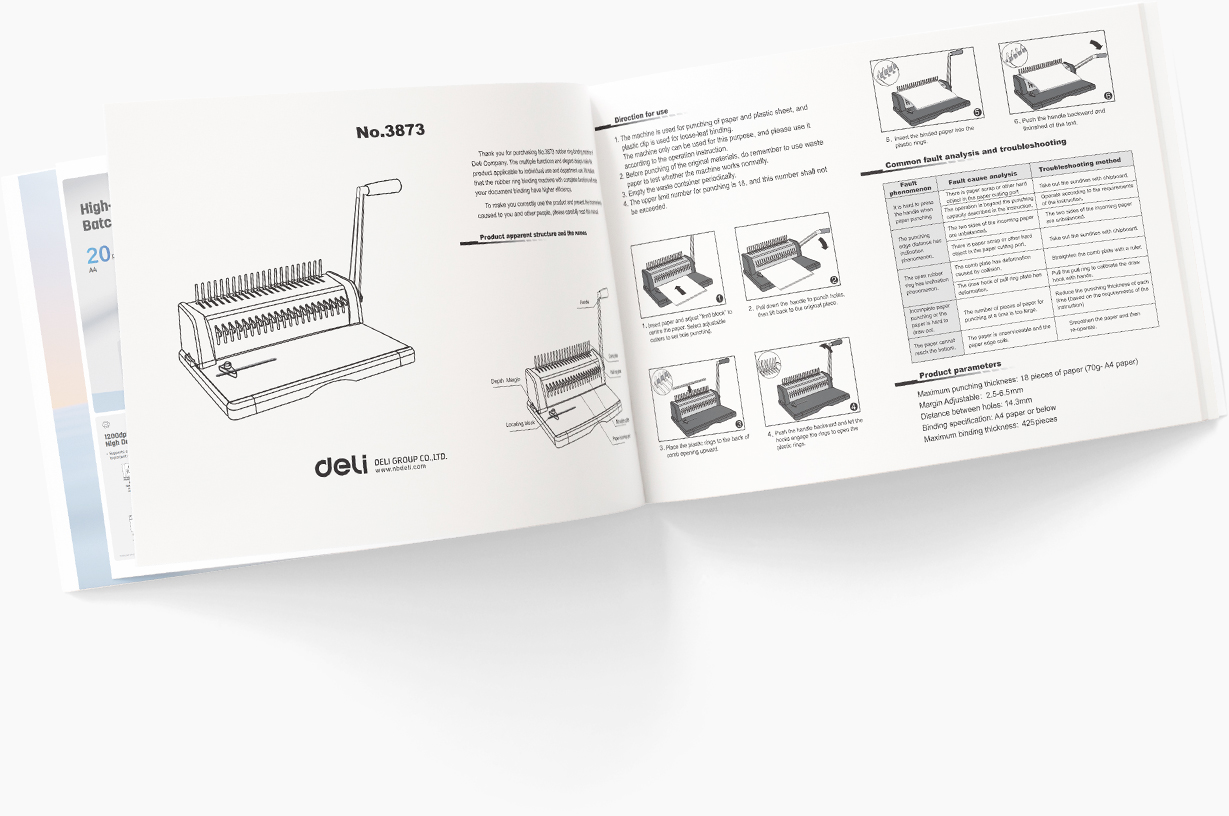 Deli E3873 Comb Binding Machine 18-Sheet Punch 425-Sheet Bind