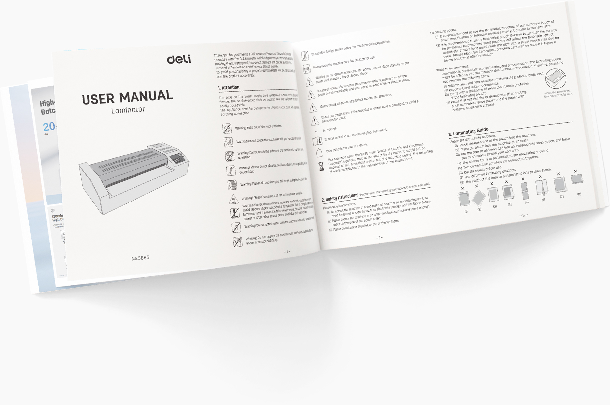 Deli E3895-EU Deli A3 Heavy-Duty Laminator E3895-EU 600mm/min 200mic 4-Roller