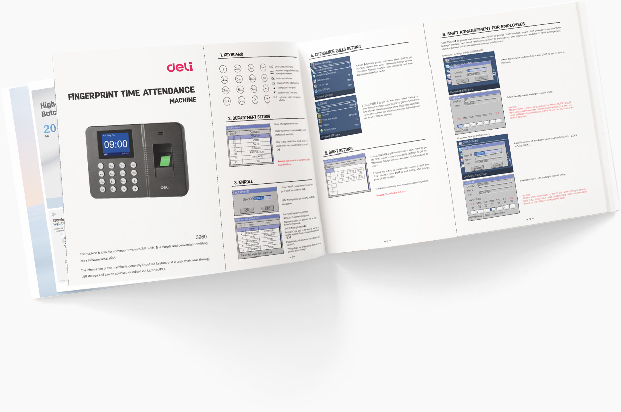 Deli E3960 Fingerprint Time Attendance Machine 1000 Users