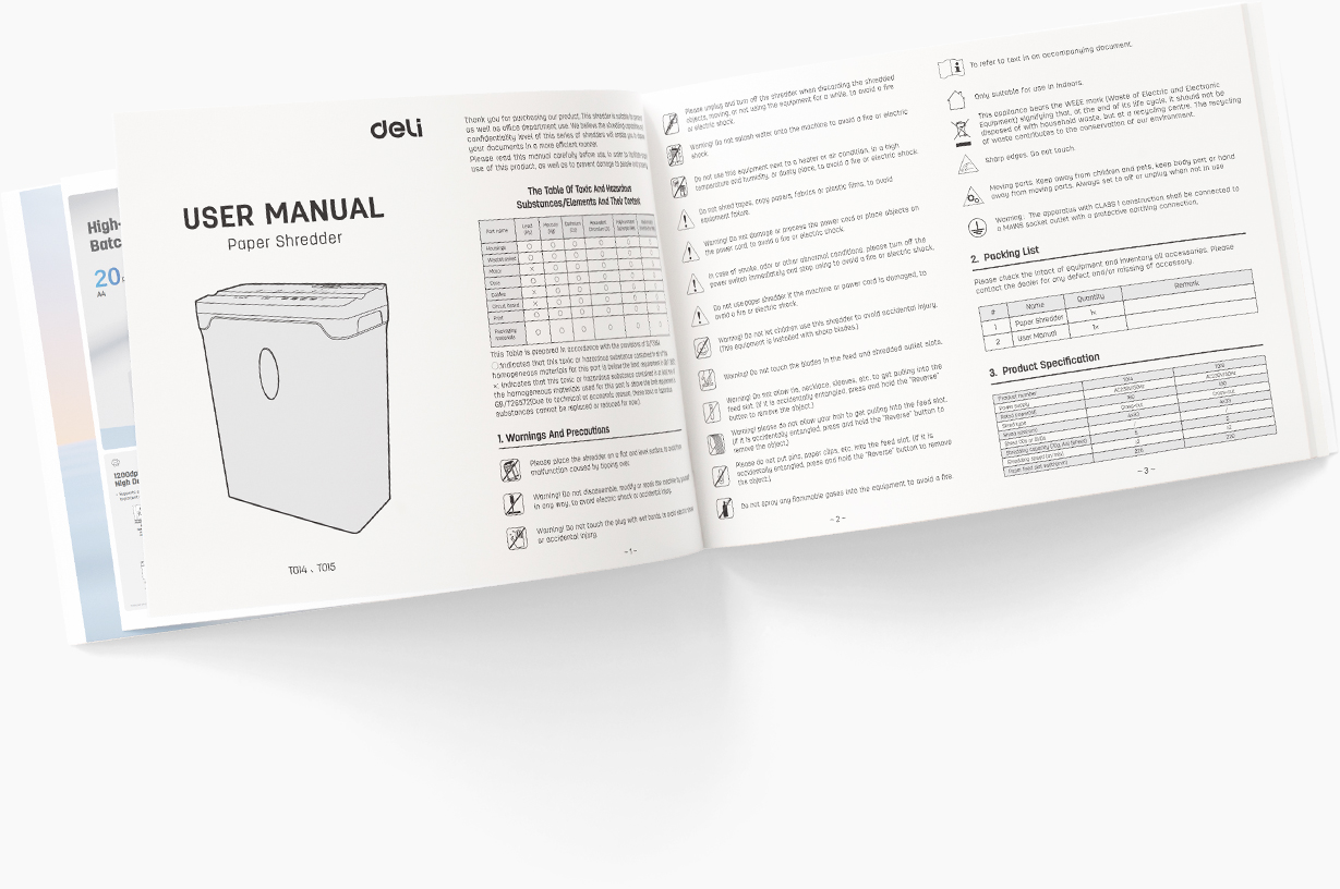 Deli ET014 6-Sheet Strip-Cut Paper Shredder 12L