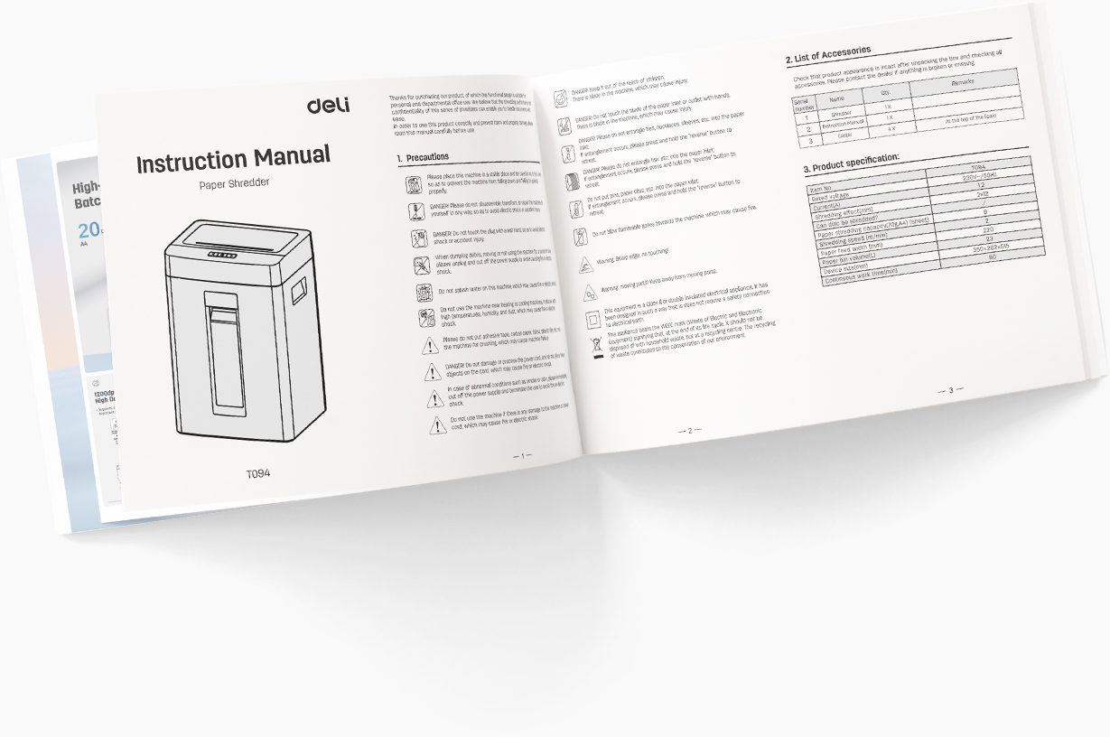 Deli ET094 Security Level 5 Business Shredder 23L Detachable Bin