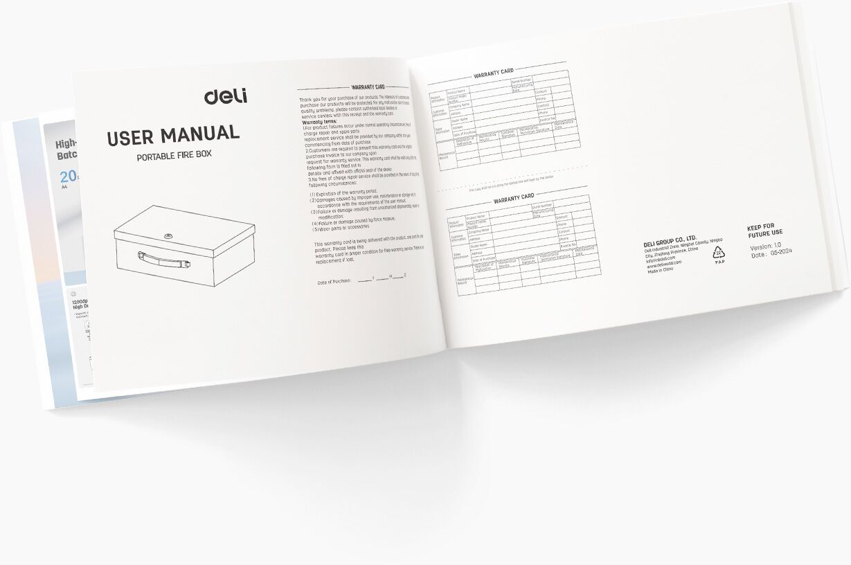 Deli ET611 Fireproof Document Box 33.5x28x10.5cm 20-Min Fire Resistance