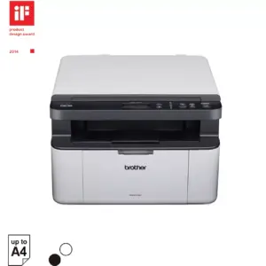 Front three-quarter view of the Brother DCP-1510 monochrome laser multifunction printer on white background