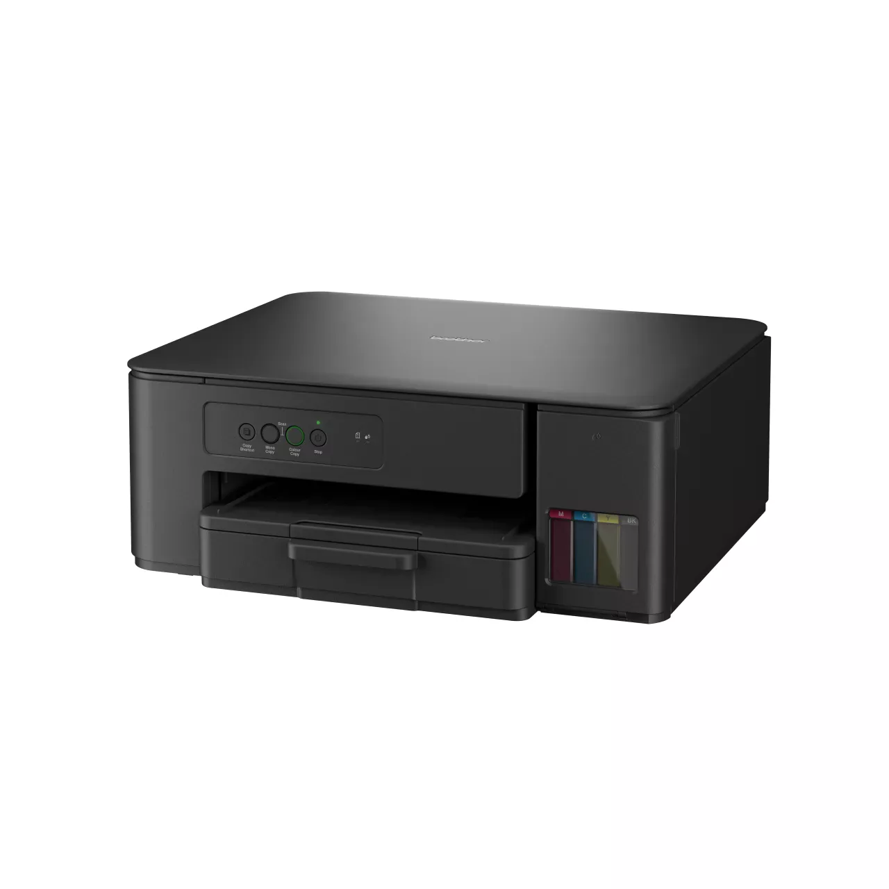 Left three-quarter angle view of the Brother DCP-T230 multifunction printer on a white background.