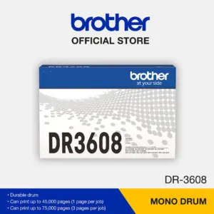 Brother DR-3608 genuine monochrome drum unit retail packaging box on a plain white background