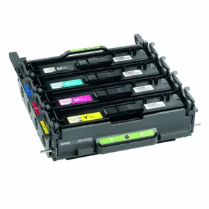 Brother DR-451CL colour drum unit assembly shown with four seated colour toner cartridges.