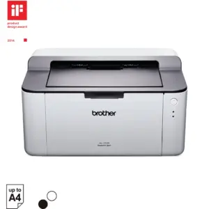 Front three-quarter view of the Brother HL-1110 monochrome laser printer on a plain white background.