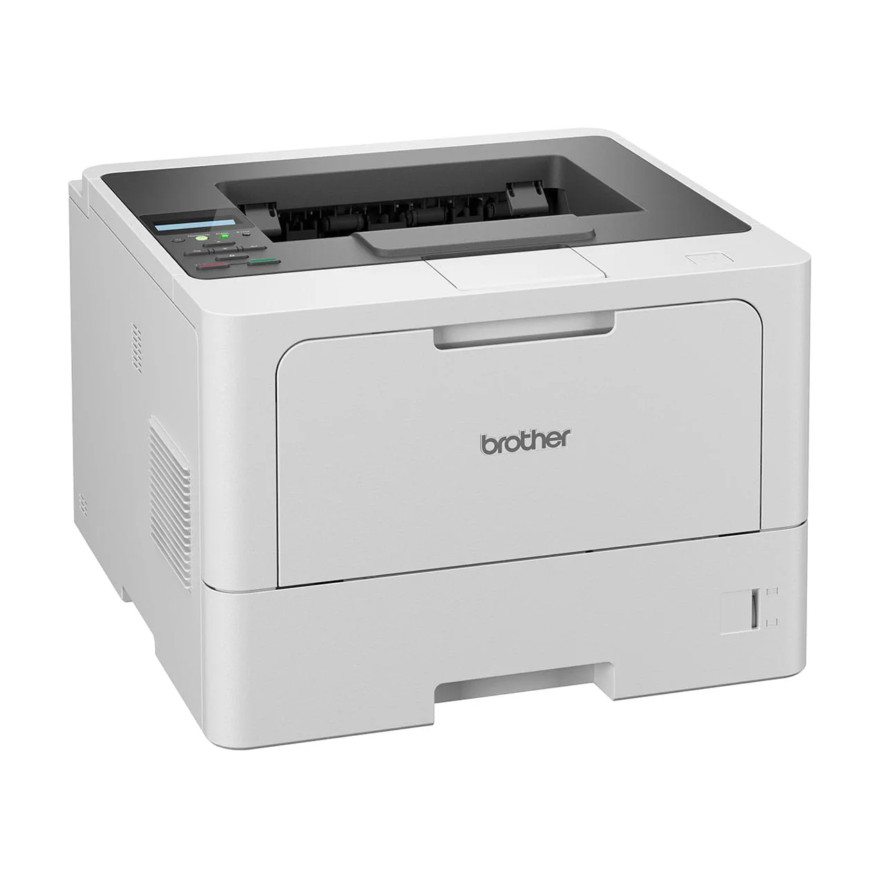 Right side perspective displaying the exterior panels of the Brother HL-L5210DN monochrome laser printer.