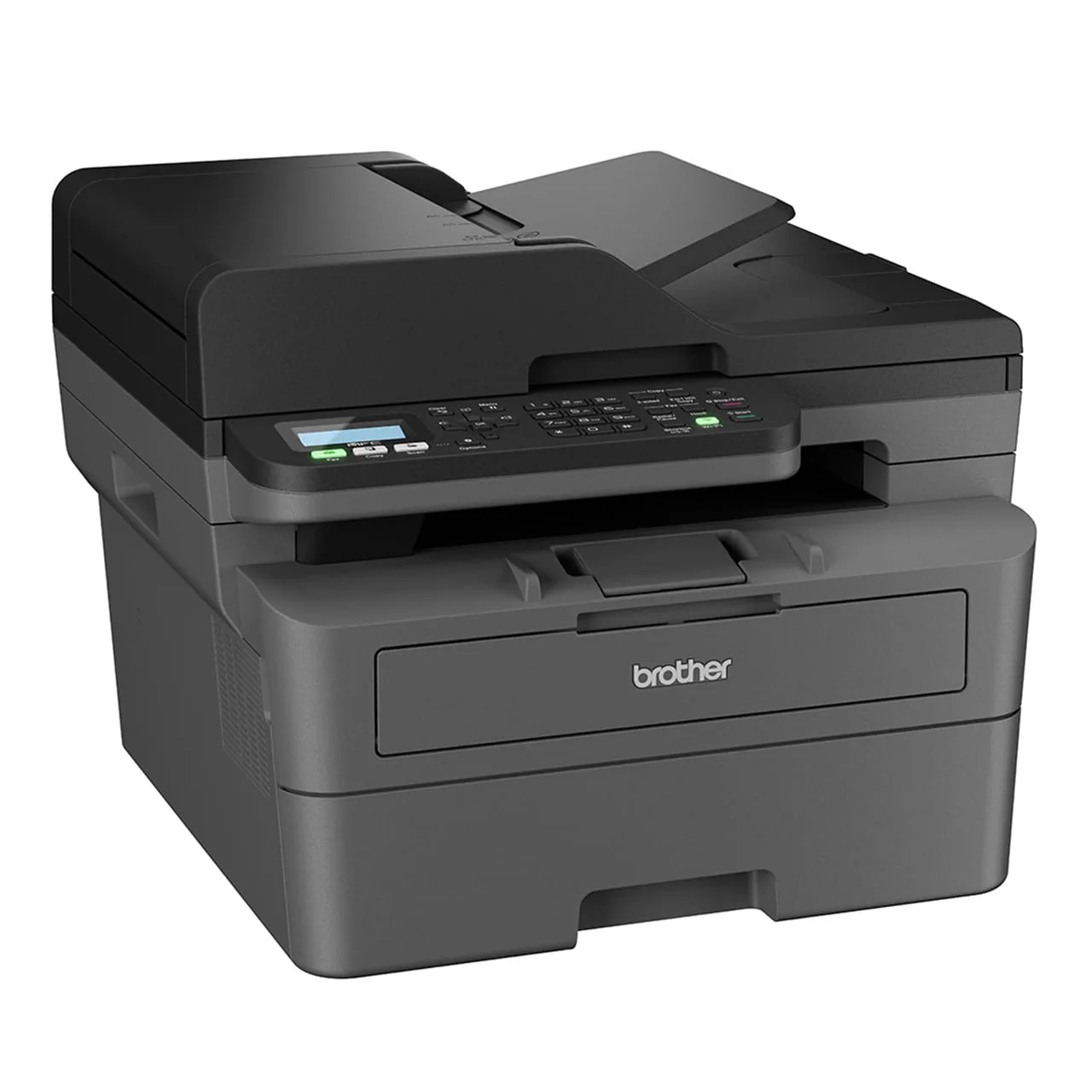 Right side perspective of Brother MFC-L2805DW multi-function centre displaying outer casing vents and contours
