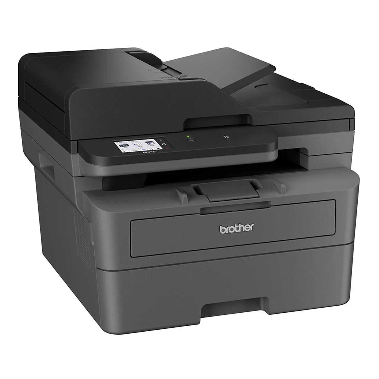 Right side view of the Brother MFC-L2885DW multi-function laser printer on a plain background