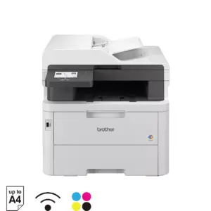 Front view of Brother MFC-L3760CDW colour multi-function printer showing touchscreen and document feeder.