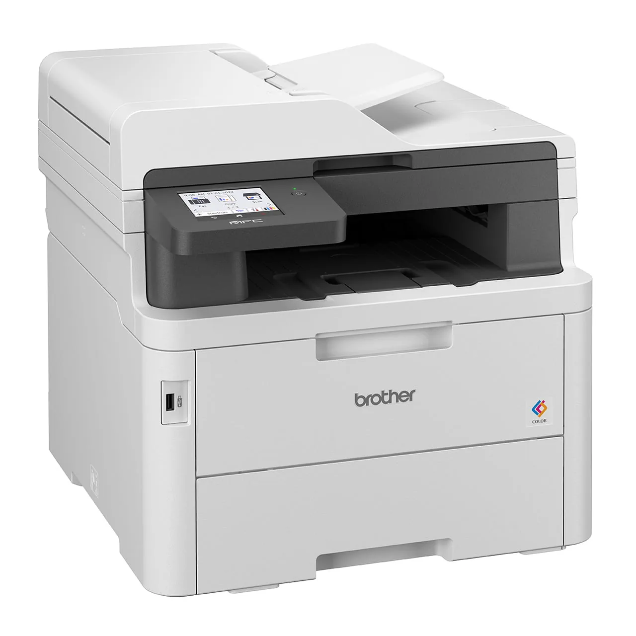 Right side profile view of the Brother MFC-L3760CDW colour multi-function printer showing outer casing.