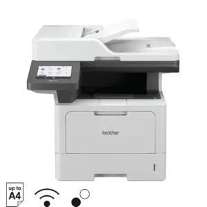 Front three-quarter view of the Brother MFC-L5915DW mono laser multifunction printer on white background