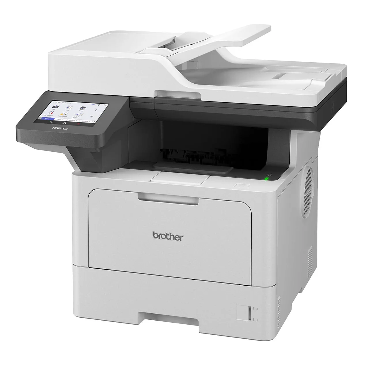 Left profile view showing paper trays and casing of the Brother MFC-L5915DW printer