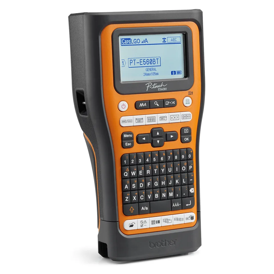 Right side profile of the Brother PT-E560BTVP portable industrial label printer housing