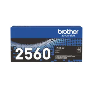Official retail packaging box of Brother TN-2560 standard yield black toner cartridge on white background.