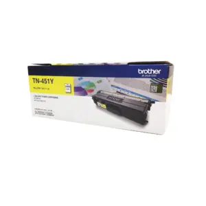 Brother TN-451Y yellow toner cartridge retail packaging shown against a plain white background.
