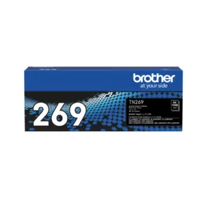 Official packaging box of the Brother TN269BK black toner cartridge on a white background