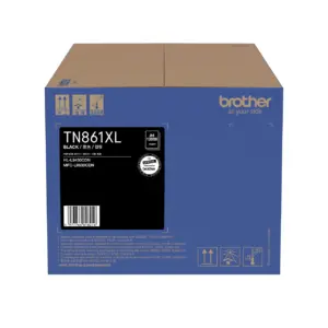 Official Brother retail packaging for the TN861XLBK black high capacity toner cartridge on white background