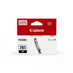 Canon CLI-781 BK black dye ink tank cartridge for compatible PIXMA printers.