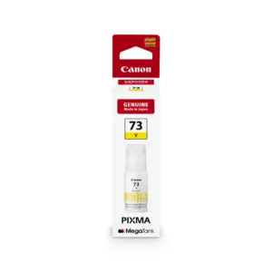 Front view of Canon GI-73 Y yellow ink bottle for PIXMA printers