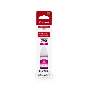 Canon GI-790 M 70 ml dye-based magenta printer ink bottle.