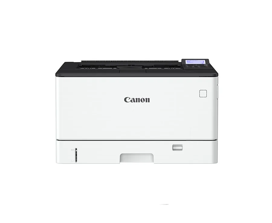 Front-on product view of the Canon imageCLASS LBP458x monochrome laser printer on a white background