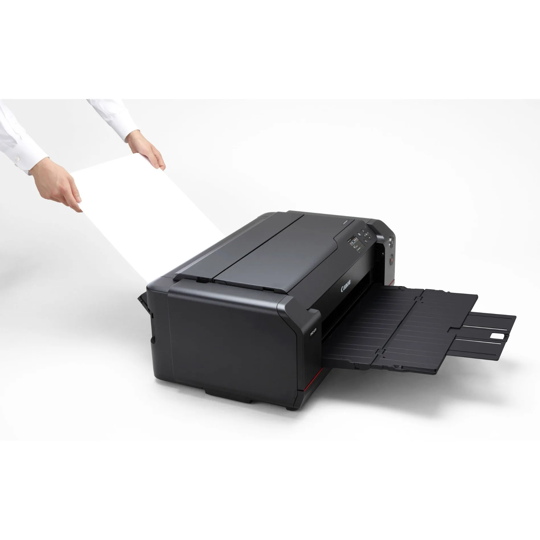 Loading paper into the rear feed of the Canon imagePROGRAF PRO-510
