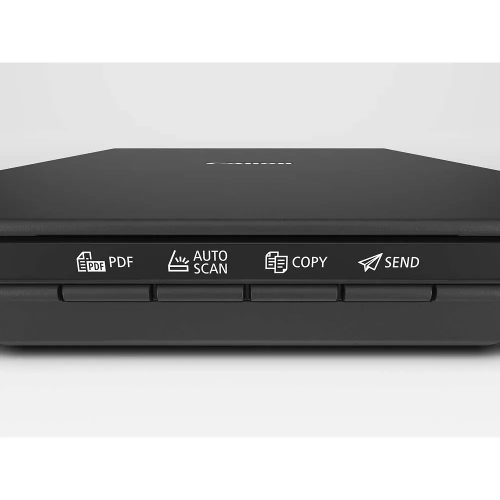 Close-up of the four EZ Buttons on the Canon CanoScan LiDE 300 scanner