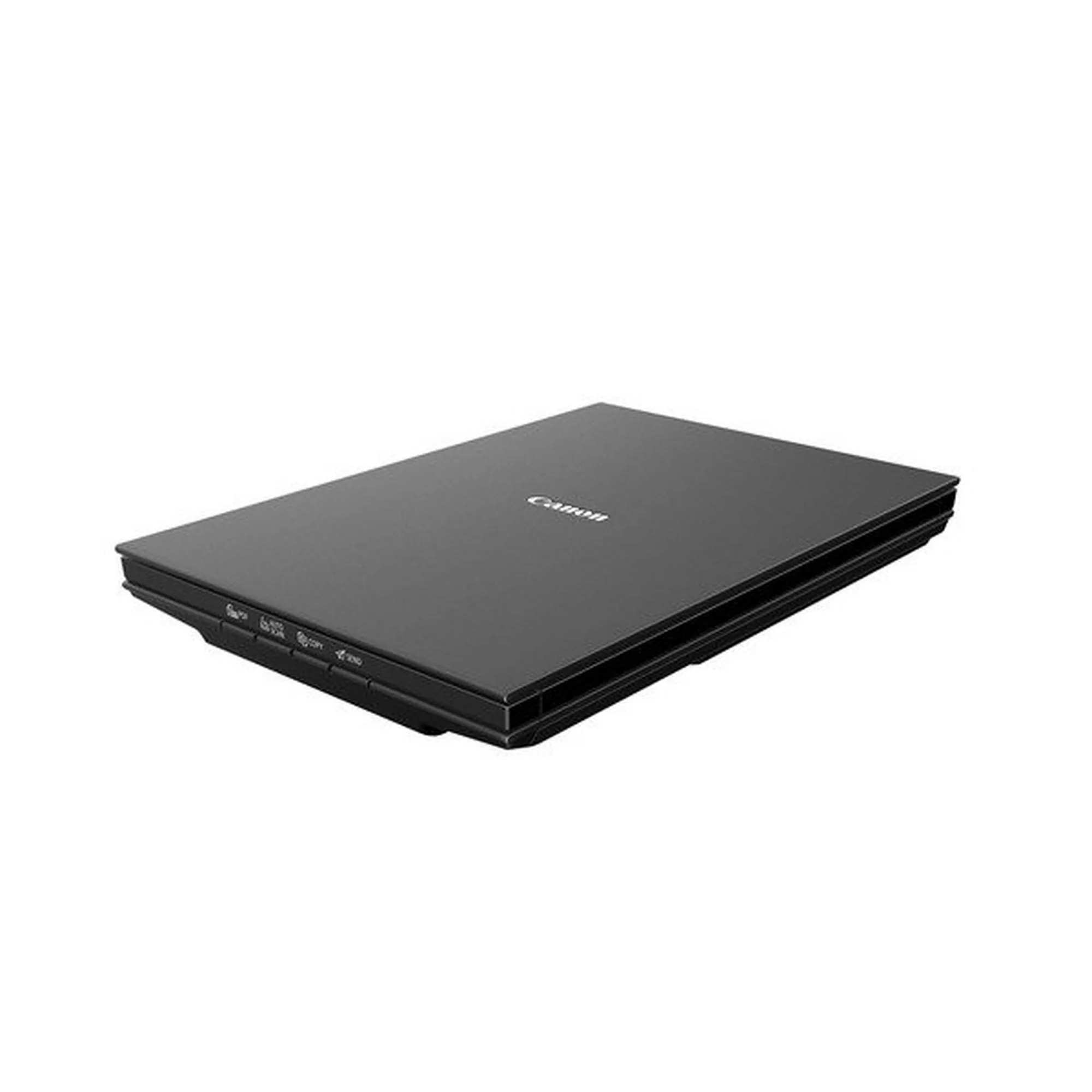 Canon CanoScan LiDE 300 flatbed scanner, low-angle side profile with the lid closed