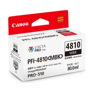 Canon PFI-4810 MBK matte black pigment ink tank for the imagePROGRAF PRO-510 printer.