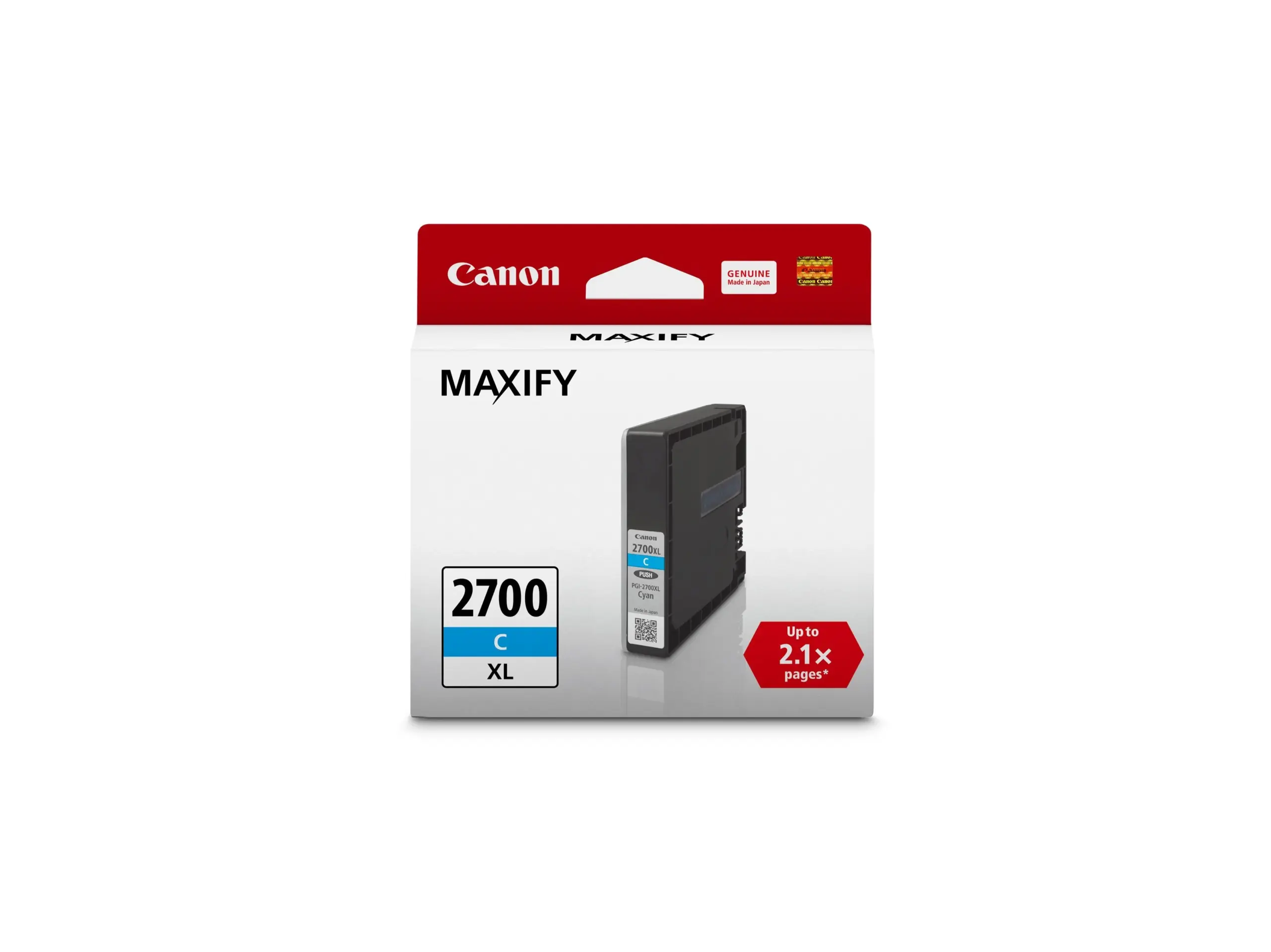 Canon PGI-2700 C XL(MAXIFY) cyan ink cartridge for compatible MAXIFY inkjet printers.