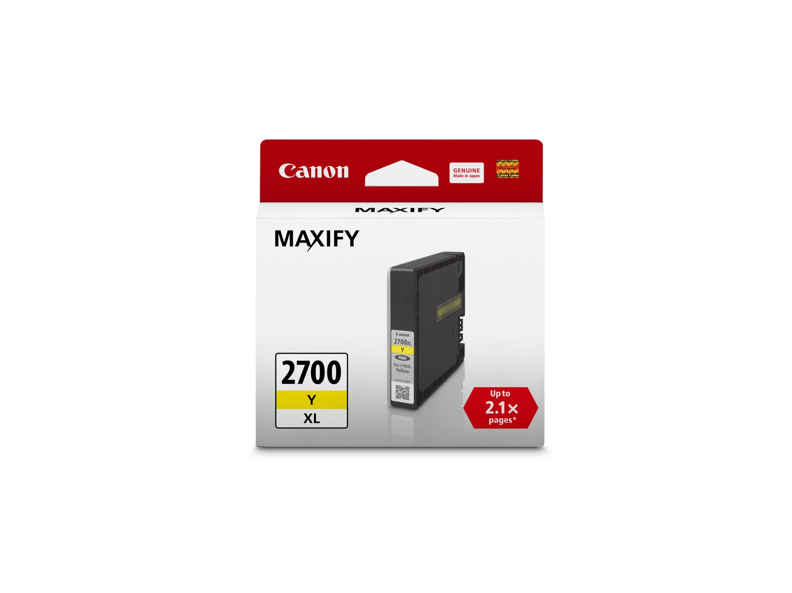 Canon PGI-2700XL Y XL yellow pigment ink cartridge with 19 ml volume.