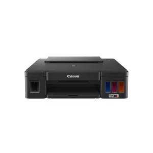 Front view of the Canon PIXMA G1010 single function inkjet printer with integrated ink tanks.