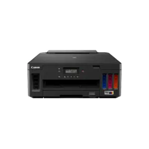 Front view of the Canon PIXMA G5070 single-function refillable ink tank printer showing paper cassette.