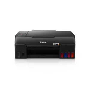 Front three-quarter view of the Canon PIXMA G670 all-in-one photo printer on white background.