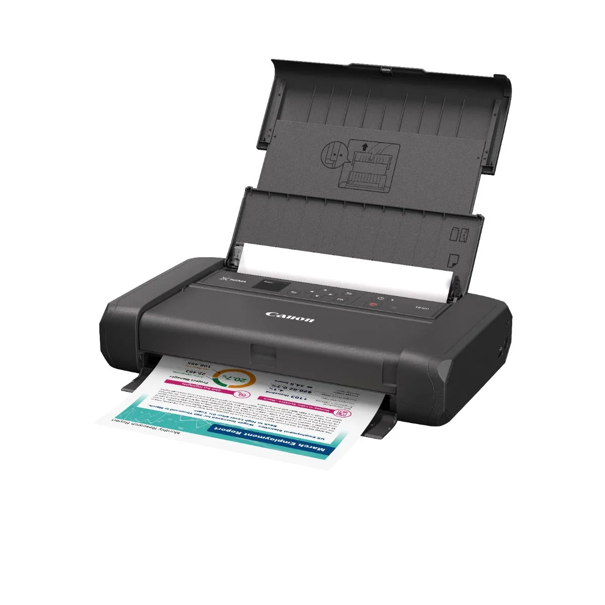 Canon PIXMA TR160 open and printing a document