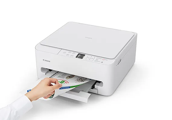 Demonstration of automatic duplex two-sided paper handling on the Canon PIXMA TS5570 all-in-one printer.