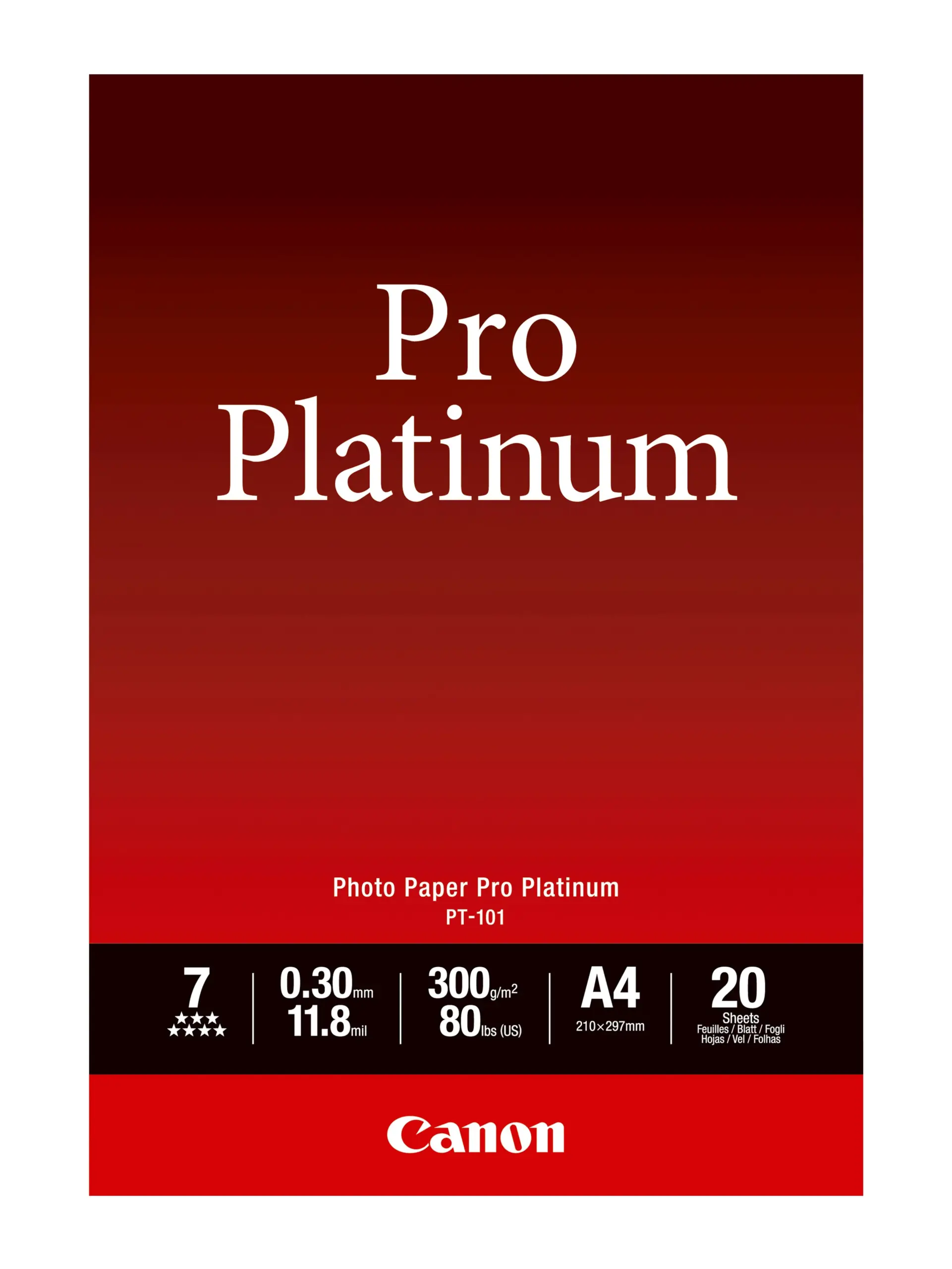 Canon PT-101 A4 (20 sheets) Photo Paper Pro Platinum 300 g/m² photo paper