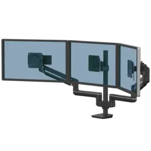 Fellowes Tallo Modular 3FMS triple monitor arm 8615801 in black with three displays