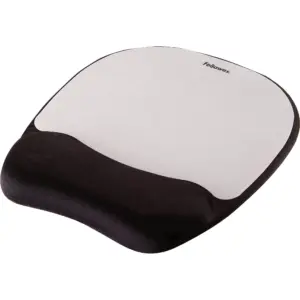 Fellowes Memory Foam Mouse Pad with Wrist Rest Silver Streak 9175801