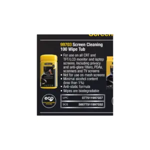 Fellowes 100 Screen Cleaning Wipes 99703