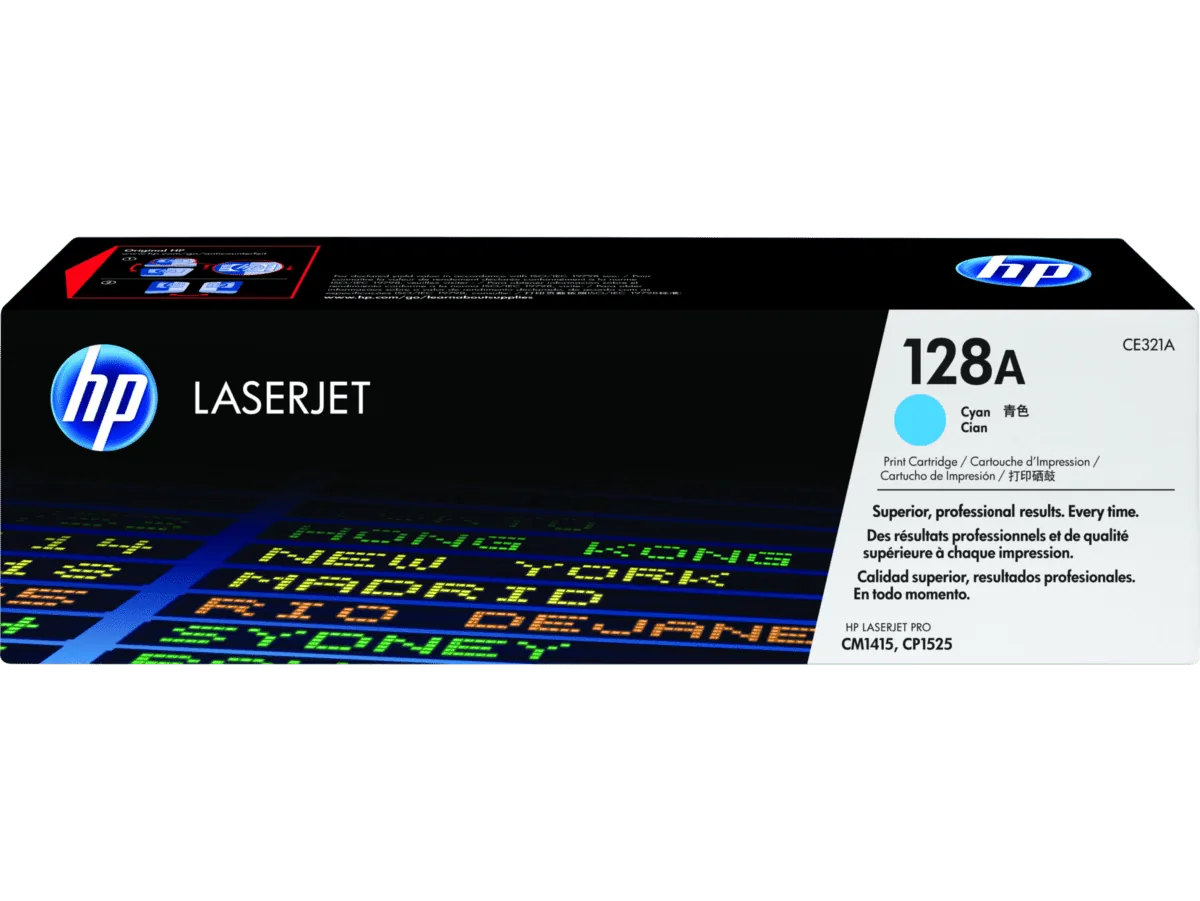 HP 128A Cyan Original LaserJet Toner Cartridge CE321A