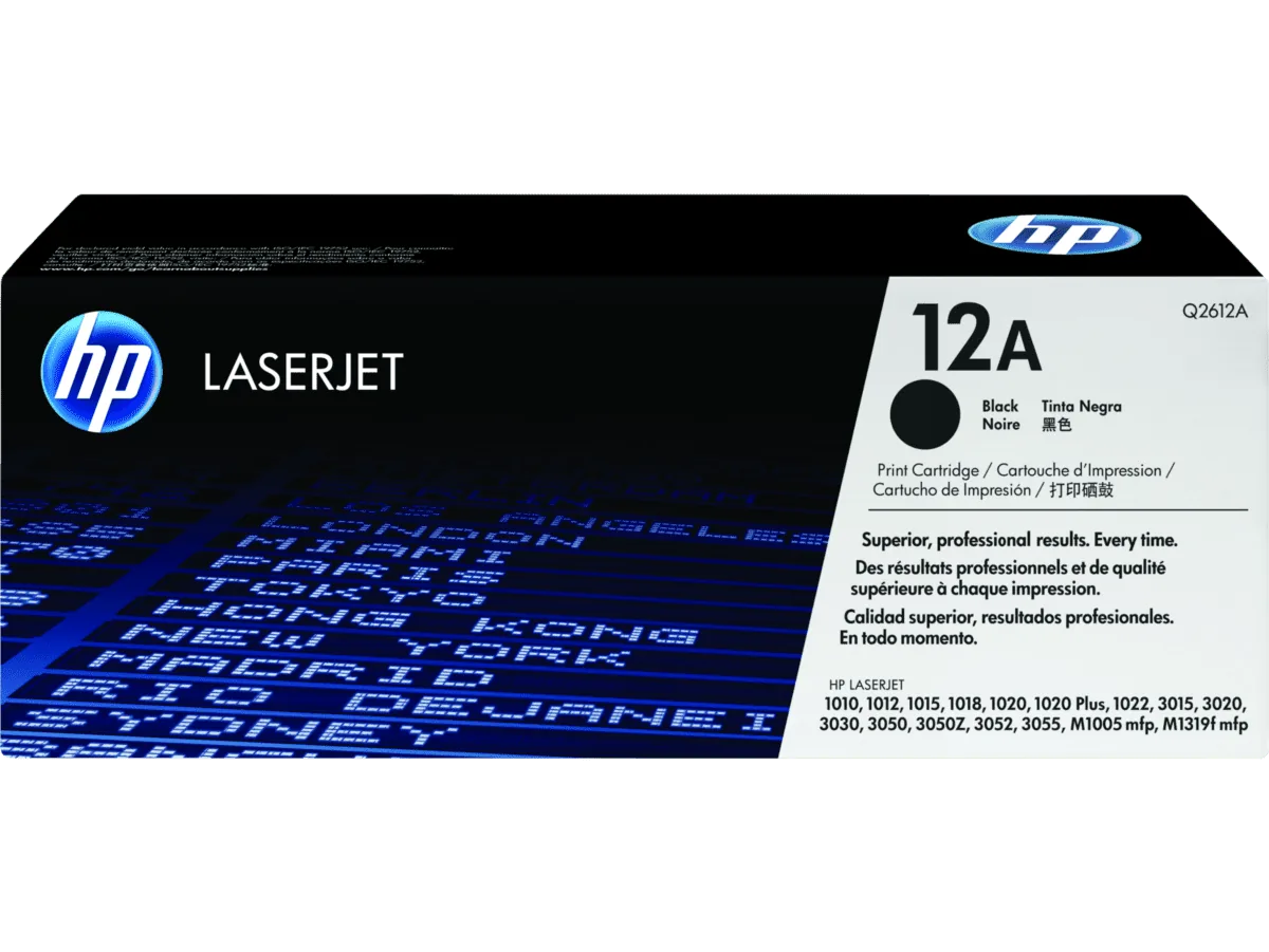 HP 12A Black Original LaserJet Toner Cartridge Q2612A standard capacity toner cartridge