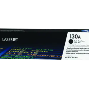 HP 130A Black Original LaserJet Toner Cartridge CF350A for compatible laser printers.