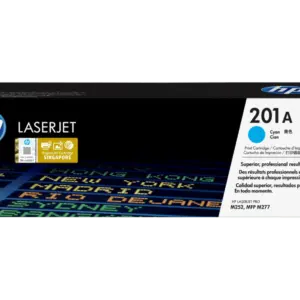 HP 201A Cyan Original LaserJet Toner Cartridge CF401A cyan toner cartridge.