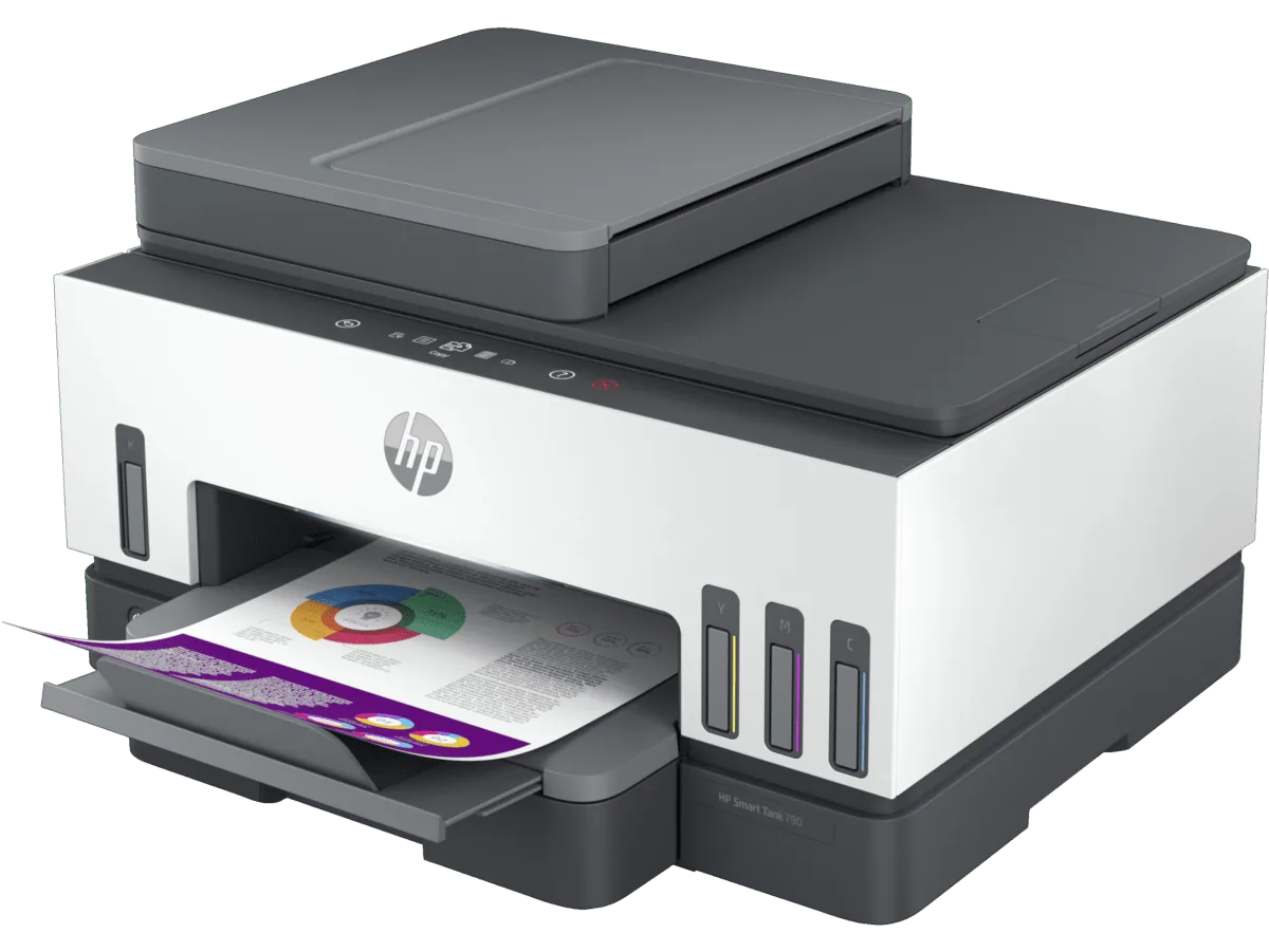 HP Smart Tank 790 All-in-One multifunction printer side store product shot two